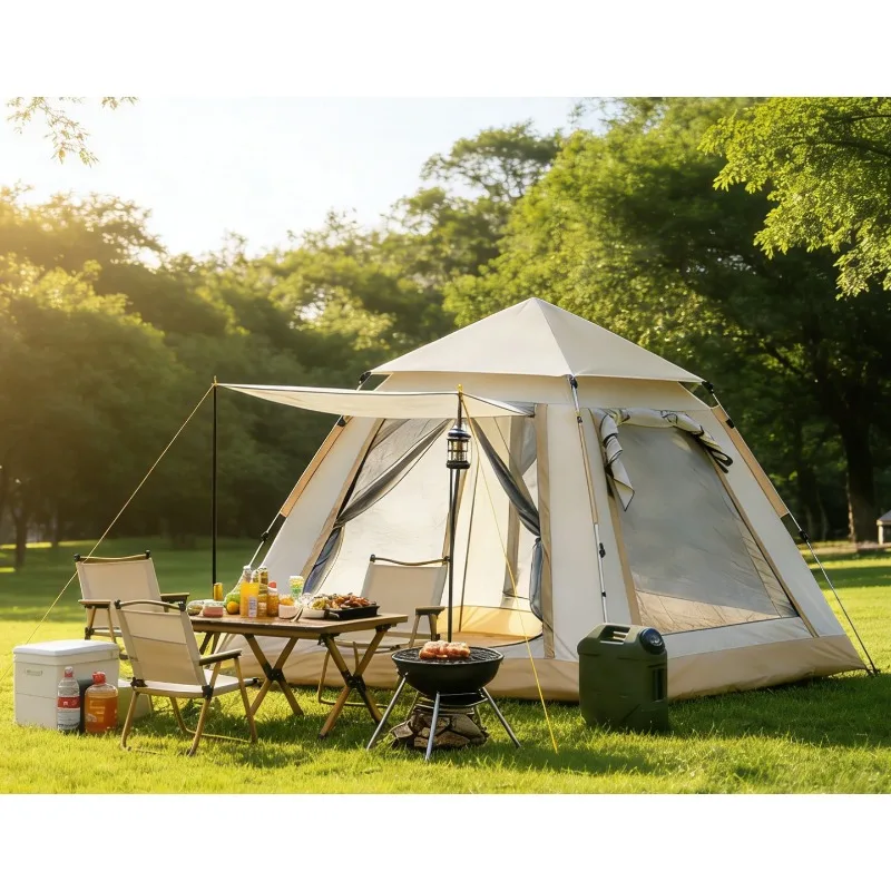 

Camping Tent Outdoor Portable Quick Open Folding Gear Camping Overnight Rain Protection One-key opening and closing