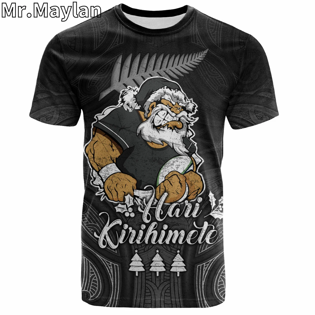 Personalised 3D Print New Zealand T-Shirt Hari Kirihimete Rugby Santa Style Hawaii Tshirt Men Women Streetwear Unisex Tee Tops-8