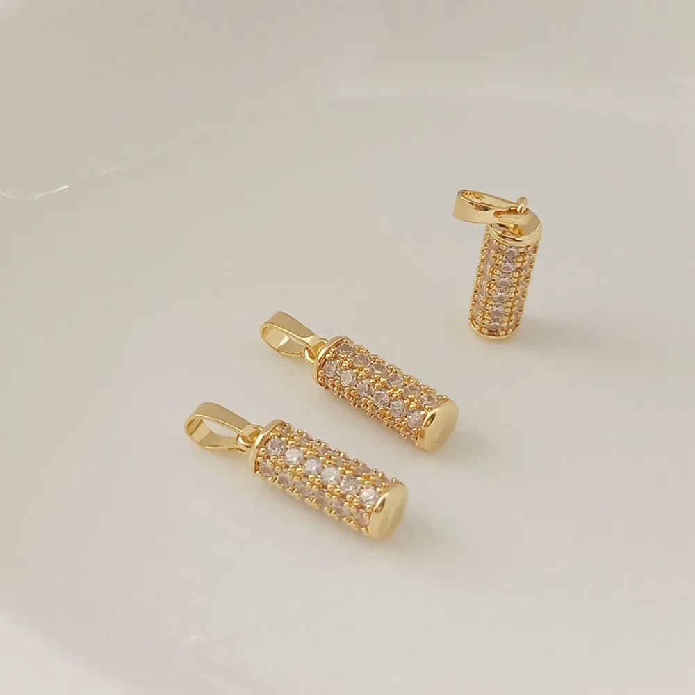 

14K Gold-encrusted Zircon Column Pendant, 19*6mm Bracelet, Necklace, Earrings, DIY Handmade Jewelry Accessories