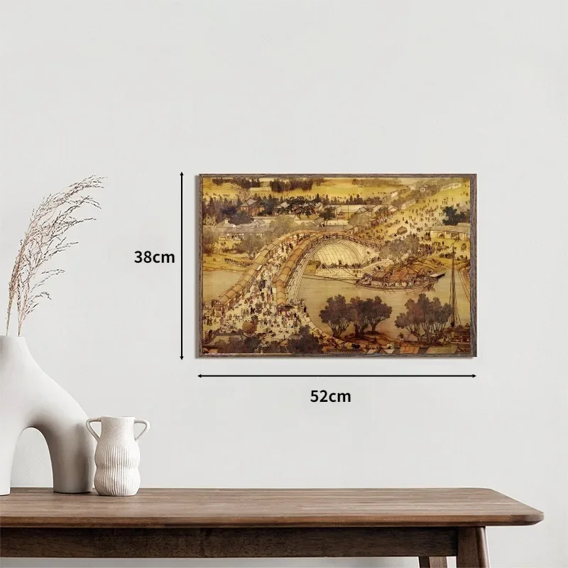 52x38cm Qingming escena junto al río 500 Uds rompecabezas curativo alta dificultad adulto descompresión chica rompecabezas juguete regalo de cumpleaños