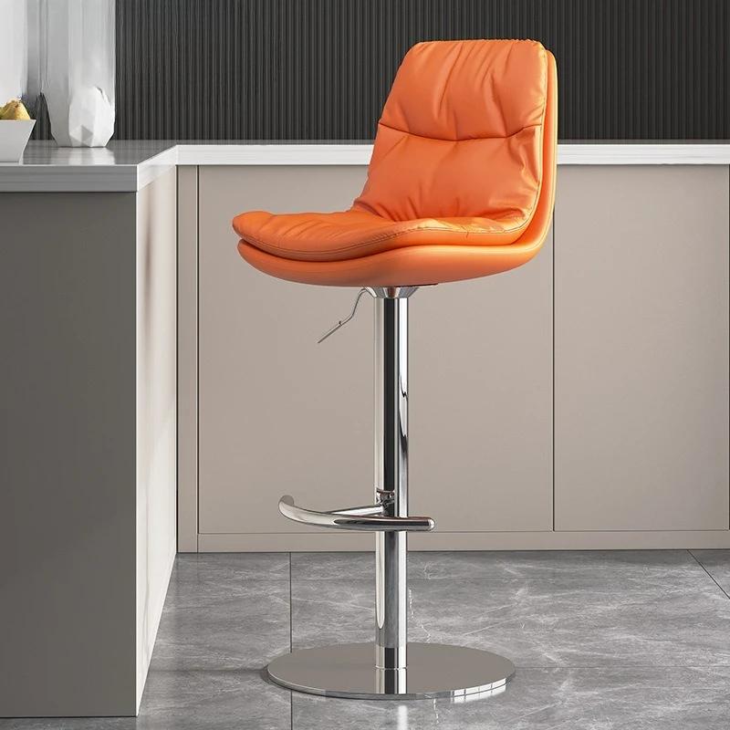 

Cowhide Checkout Page Bar Chair Modern Simple Front Desk Stool Chair Home High Stool Lifting High Stool Bar Chair