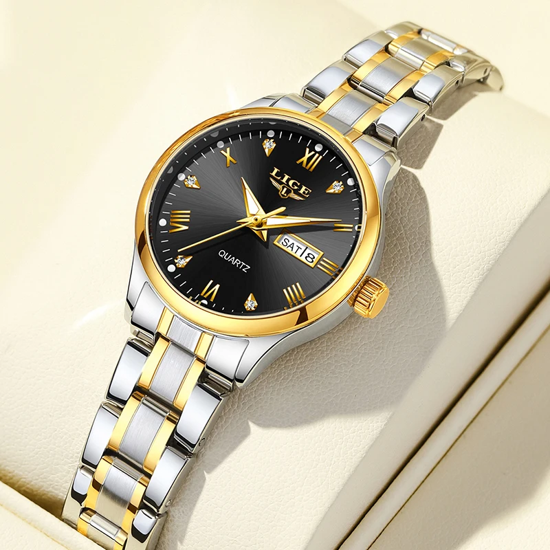 LIGE New Women Watches Luxury Fashion Ladies Quartz Watch Waterproof Luminous Date Stainless Wristwatch Girlfriend Lovers Gift