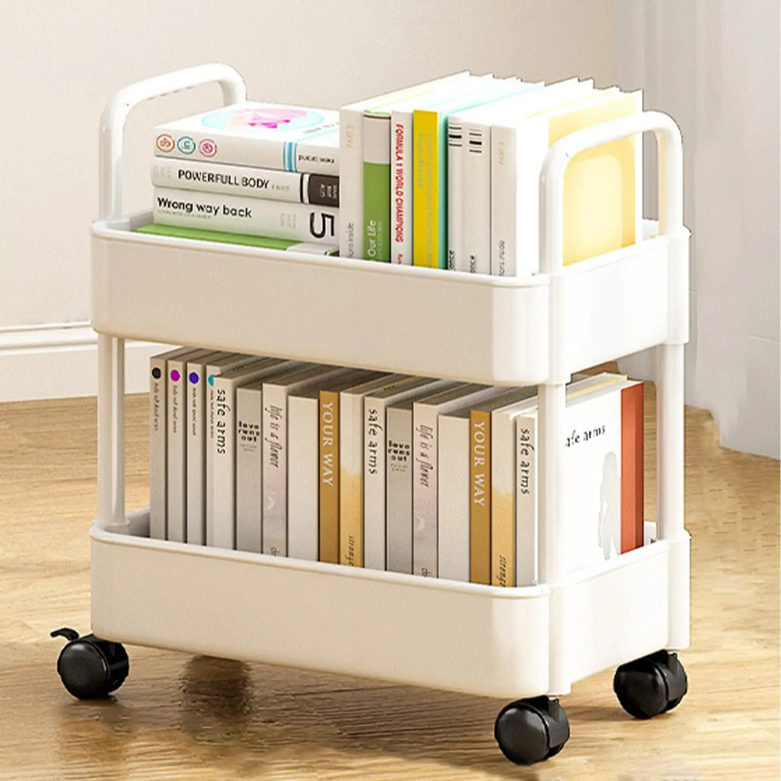 Rolling Storage Cart 20lbs Max Load Capacity 2 Tier Utility Cart Trolley On Wheels For Home Kitchen Bathroom Make Up Accessories