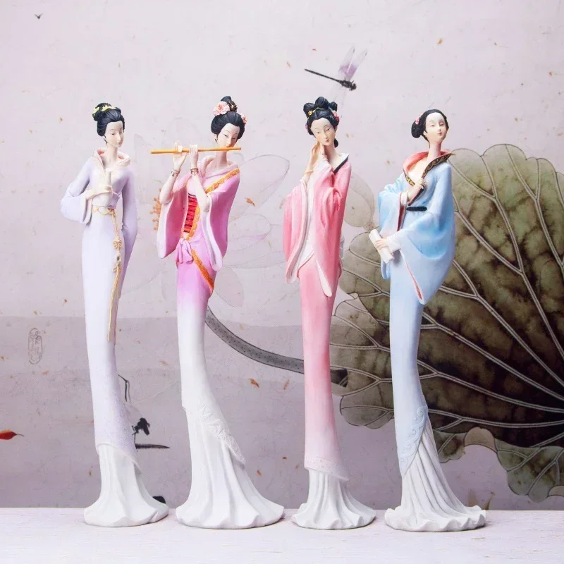 

Neoclassical Chinese Ladies Character Creative Resin Adornment Home Bookshelf Ornament Crafts Study Room Cabinet Figurines Decor