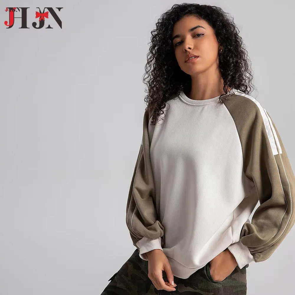 JHJN 2025 Otoño e Invierno sudadera nueva suelta ajuste Casual grueso cuello redondo Top versátil manga larga estilo americano sudaderas con capucha