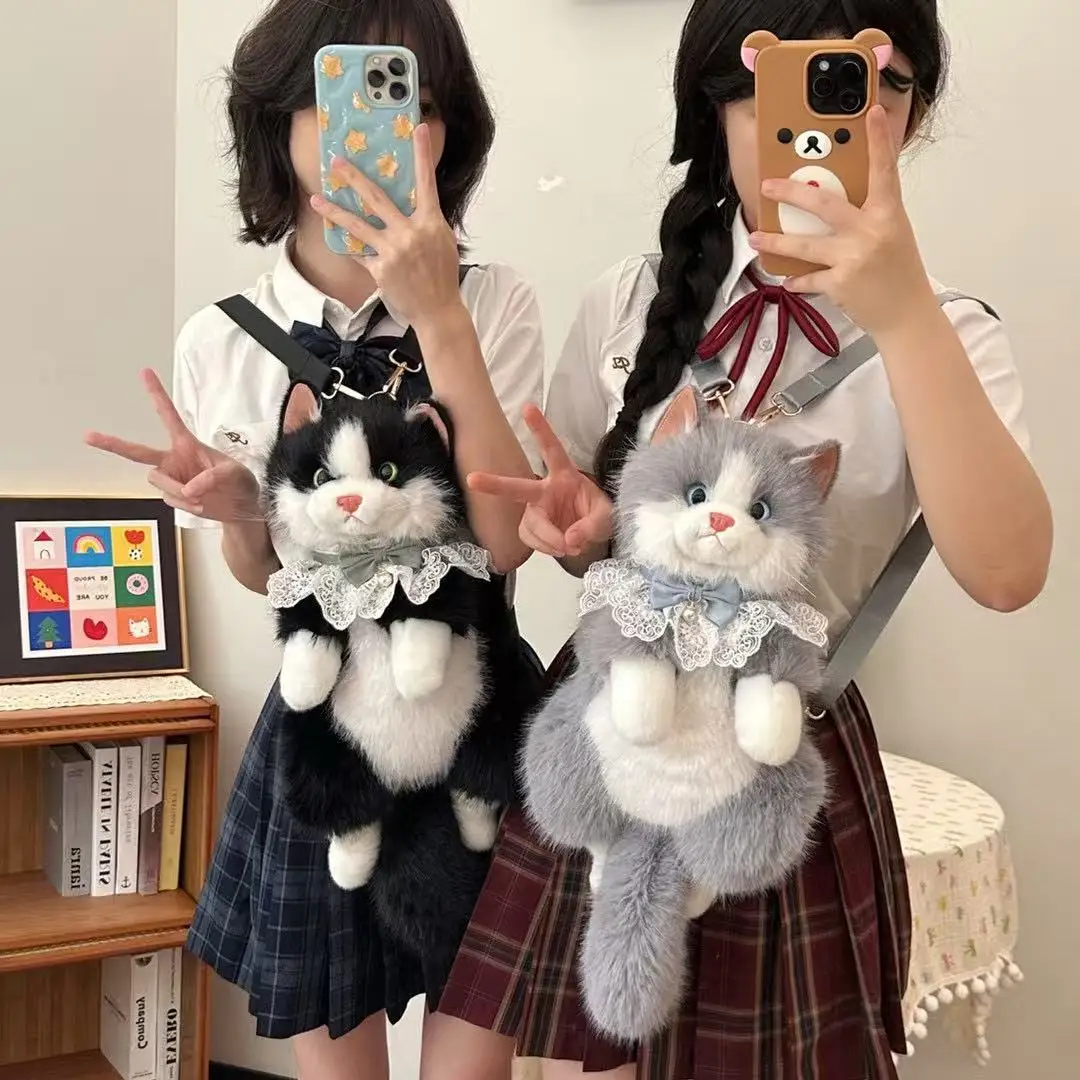 Simulatie Bib Ragdoll Kat Knuffel Schattig Knuffeldier Realistisch Kitten Pop Babyslaapkussen Zacht Kinderspeelgoed voor Meisje Cadeau