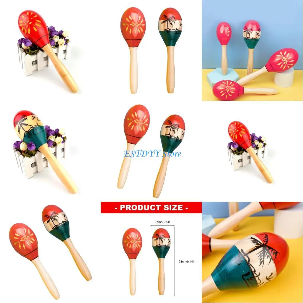 

G6DE Solid Hardwood Sand Hammer Shaker Maracas Rattle Percussion Musical Instrument Educational Toy Hand Sand Hammer