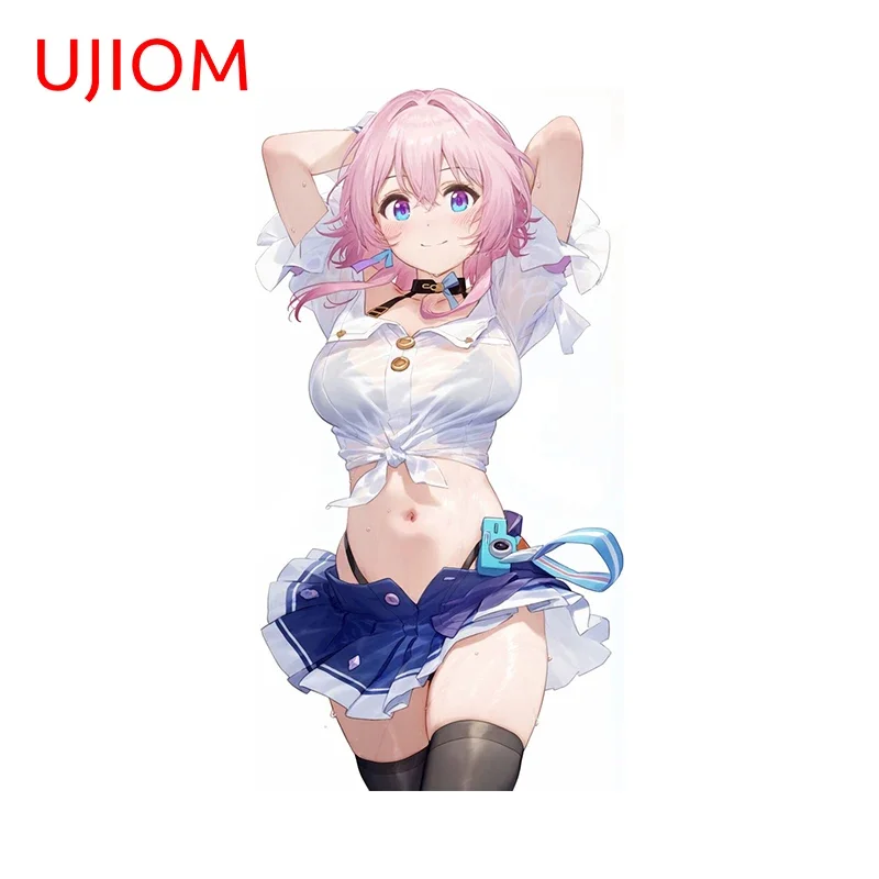 UJIOM 13cm X 6.8cm March 7th Honkai Star Rail Anime Girl Lovely Wall Stickers Baby Nursery Room Decal Chibi Kitchen Home Mural