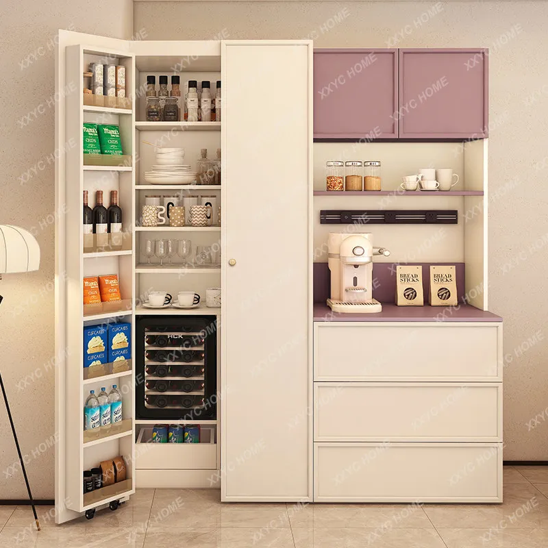 Light luxury solid wood dining side cabinet integrated locker against the wall snack cabinet