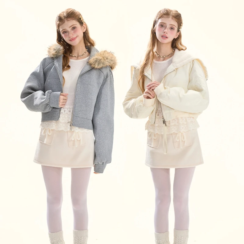 กระโปรงสั้นทรงเอ ผ้าวูลผสมแอปริคอต ดีไซน์ฝรั่งเศส สำหรับผู้หญิง ฤดูใบไม้ร่วง-ฤดูหนาว  หรูหรา  ใช้งานได้หลากหลาย  มีกระเป๋า