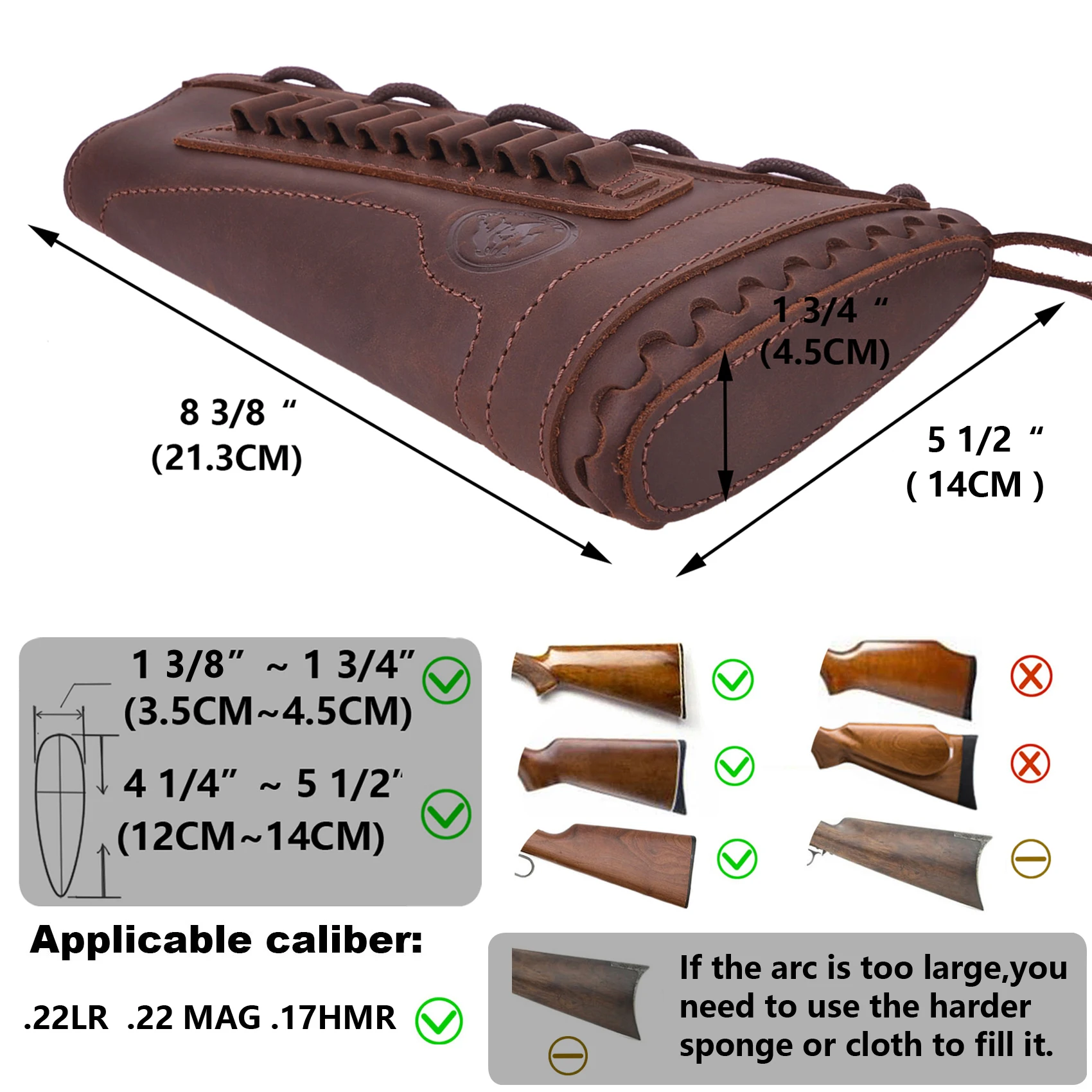 Support de munitions en cuir véritable pour crosse de fusil de chasse, accessoire de tir pour. 22LR .22MAG .17HMR