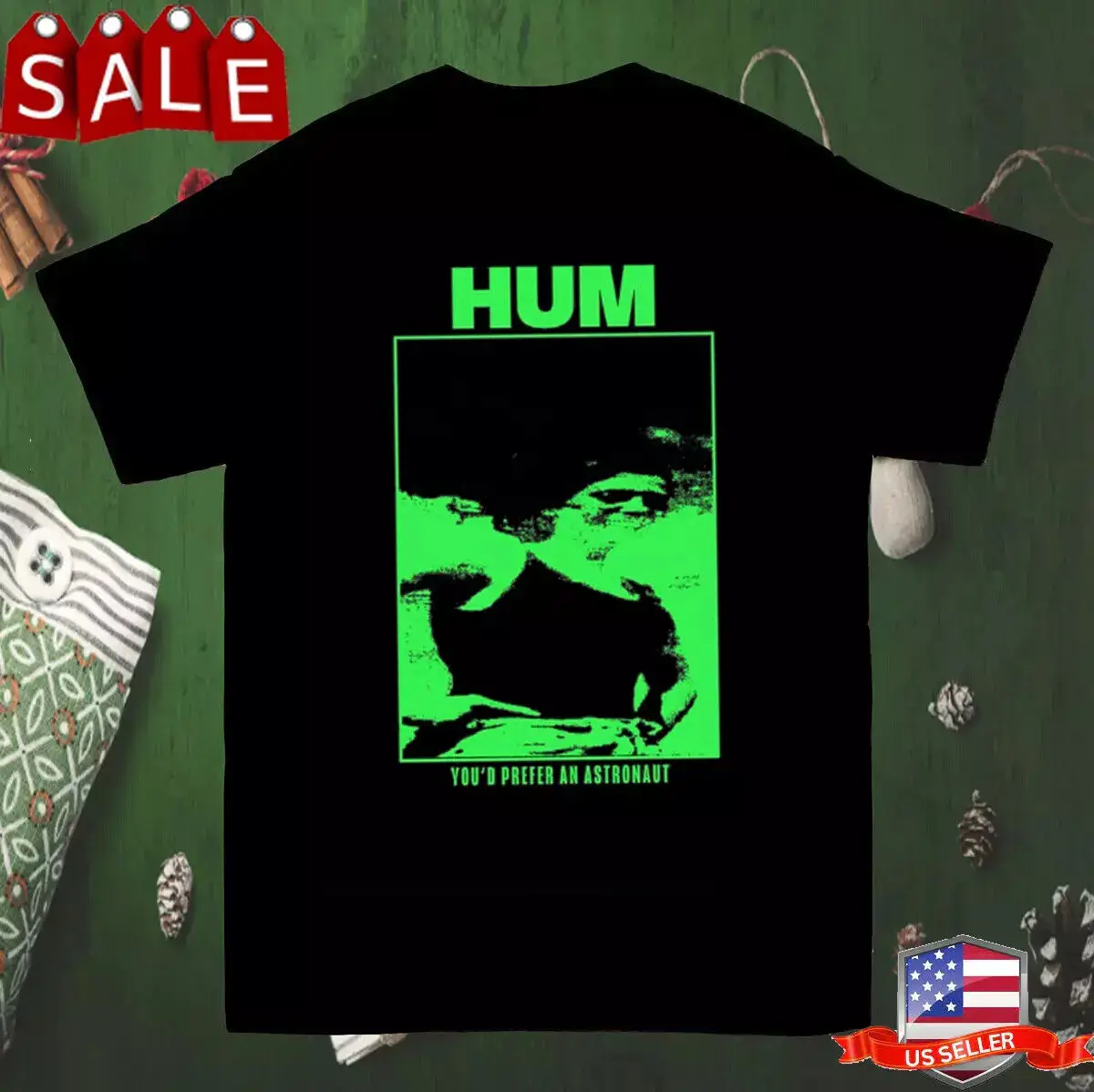 Hum Band You'D Prefer An Astronaut Black Unisex T-shirt S-5XL