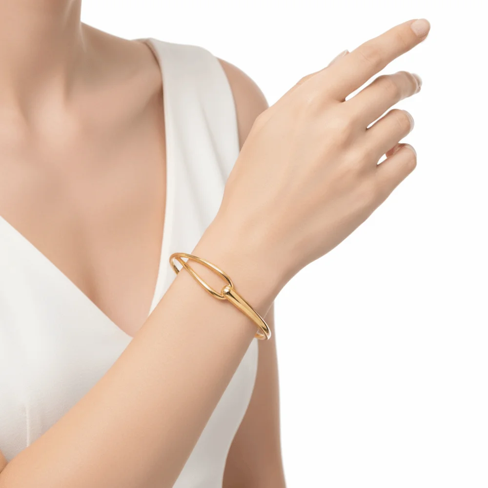 Wave Bangles Interlocking Loop Bangles Non Tarnish Waterproof Hook Bracelets Hypoallergenic Streamlined Fluid Cuffs Party
