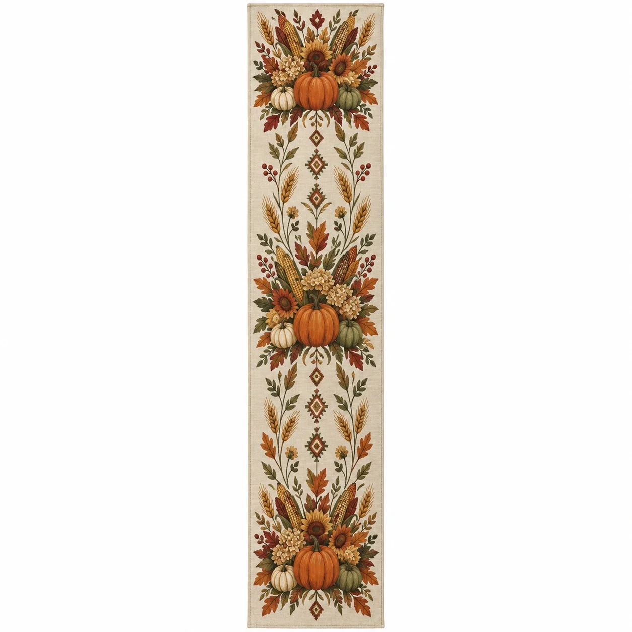 Autumn Pumpkin Table Runner Harvest Maple Leaf Vine Print Farmhouse Dining Table Decor Thanksgiving Fall Home Decoration