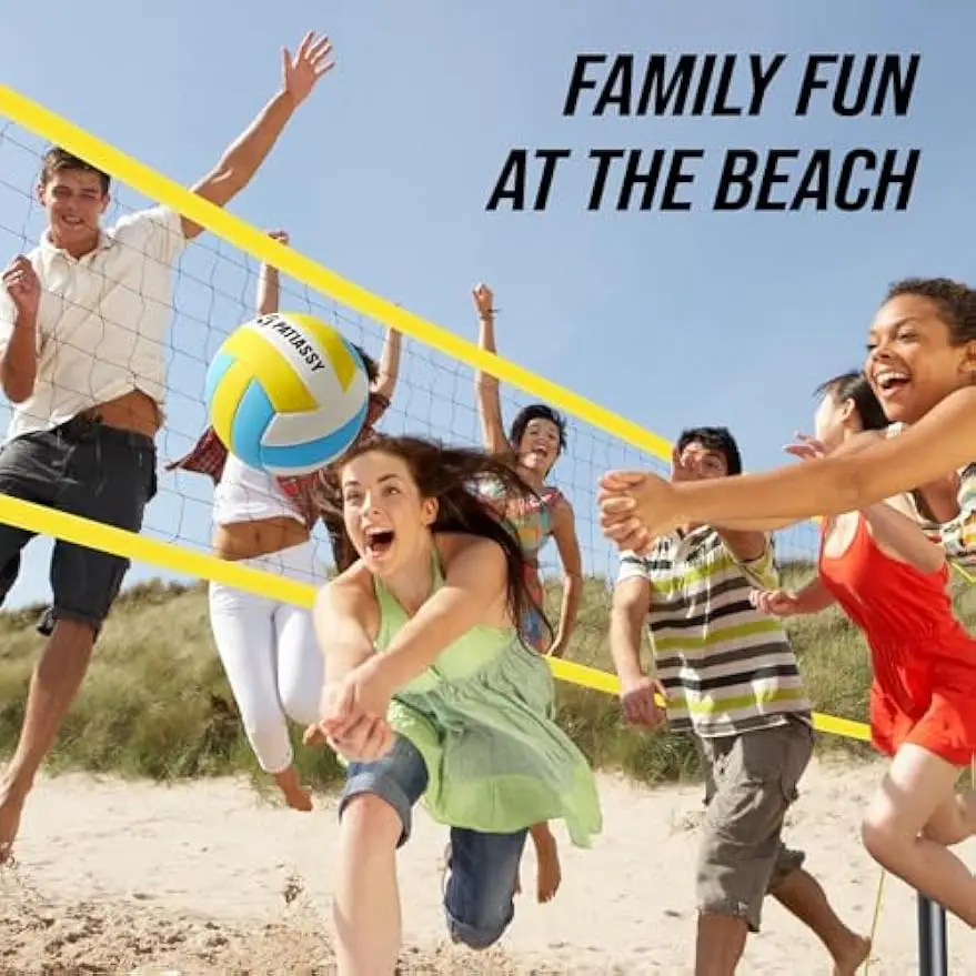 Portable Volleyball Net System with Adjustable Height, Includes Ball, Pump, and Carry Bag for Outdoor Fun