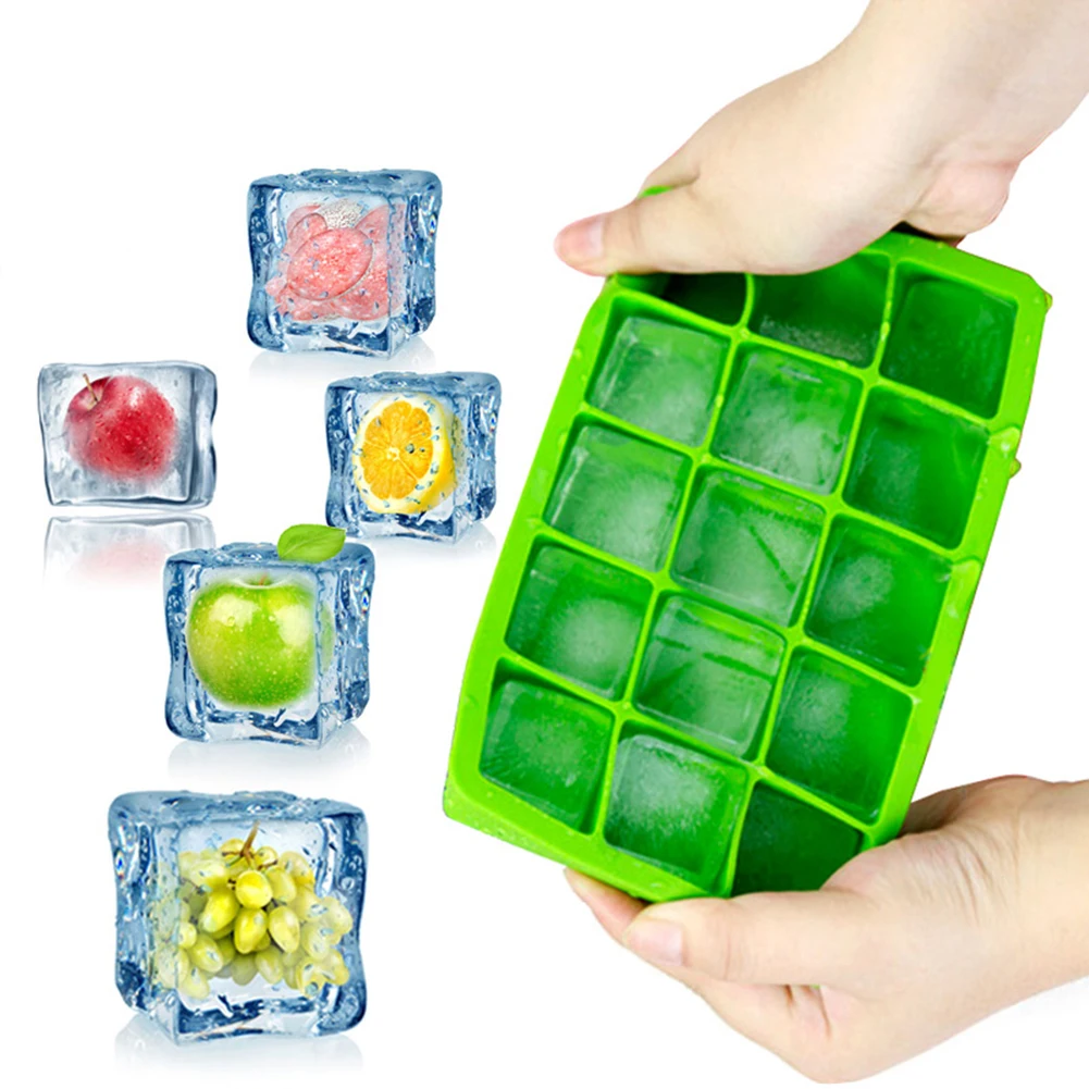 Non-toxic Durable Bar Pub Wine Ice Blocks Maker 6/15 Grid Silicone Ice Cube Mold Big Square Ice Cube Tray Mold Ice Cube Maker