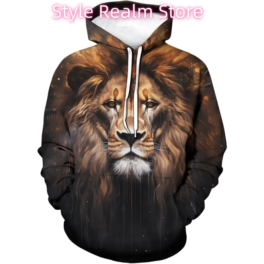 للجنسين الجدة 3D الطباعة هوديي الأسد مضحك كم طويل الرباط البلوز هوديس