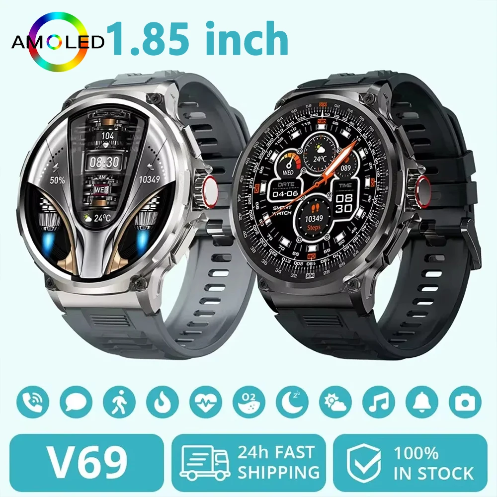 

New V69 Bluetooth Call 710mAh Smart Watch 1.85 Inch Large Screen Men Sports Fitness Tracker Heart Rate Health Monitor Smartwatch