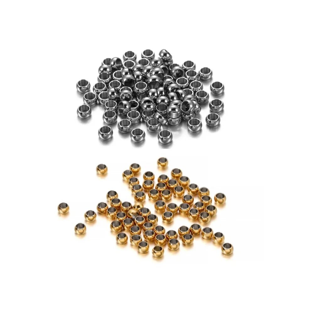100/120Pcs 1.5/2/2.5/3/3.5/4mm Stainless Steel Round Crimp End Stopper Spacer Beads  for DIY Jewelry Making Supplies ﻿Accessorie
