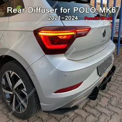 4 Fins Rear Bumper Diffuser for Volkswagen Vw Polo Mk6 TSI TGI MPI Facelift 2021-2024 Hatchback Bodykit Splitter Spoiler Tuning