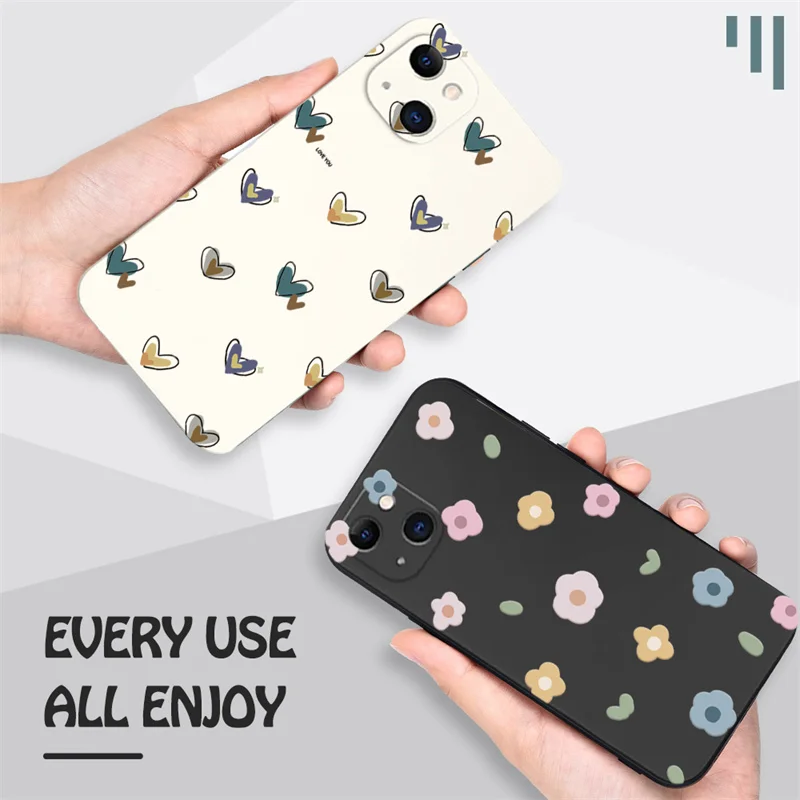 Floral Heart Print Phone Case For Xiaomi Redmi 12C 13C 4G Note 13 12 12S 11 Pro Plus 4G 5G 11S 10 Liquid Silicone Back Cover