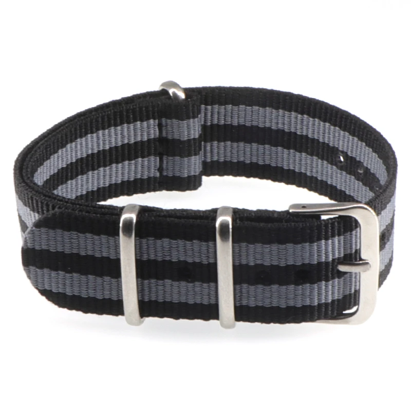 Watchband Stripe Replacement Men Women\'s Nylon Watch Band With Silver Pin Buckle 16MM 18MM 20MM 22MM  Bracelet