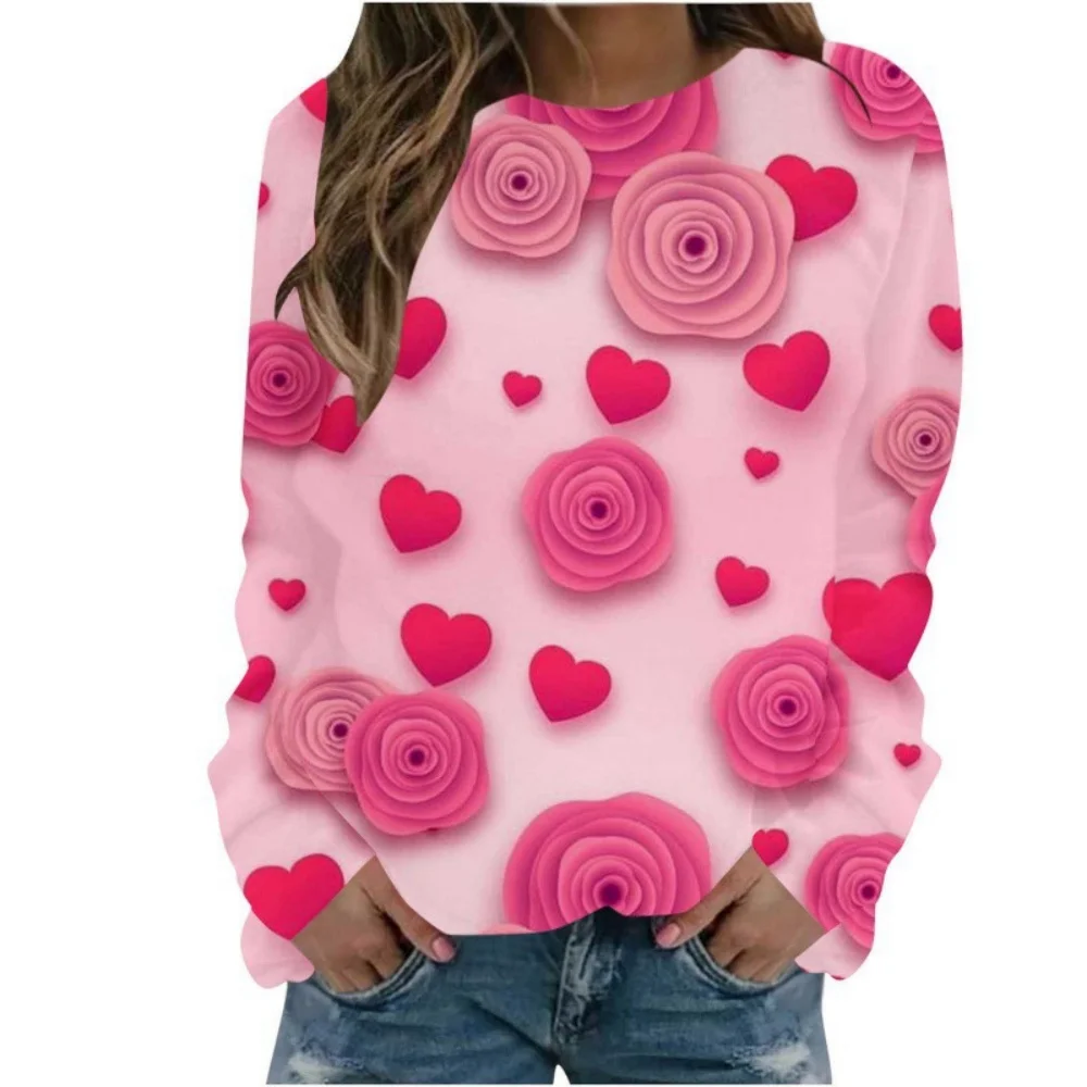Felpe natalizie Fiore floreale Stampa 3D Donna Autunno Moda Felpe Streetwear Y2k Pullover Harajuku Top Abbigliamento donna