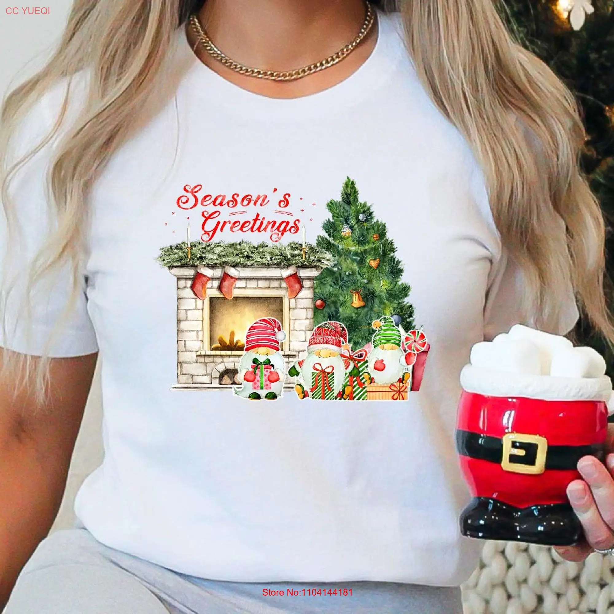 New Year SpiriT T Shirt Christmas Trees with Lights for Gnomes Tis The Season long or short sleeves