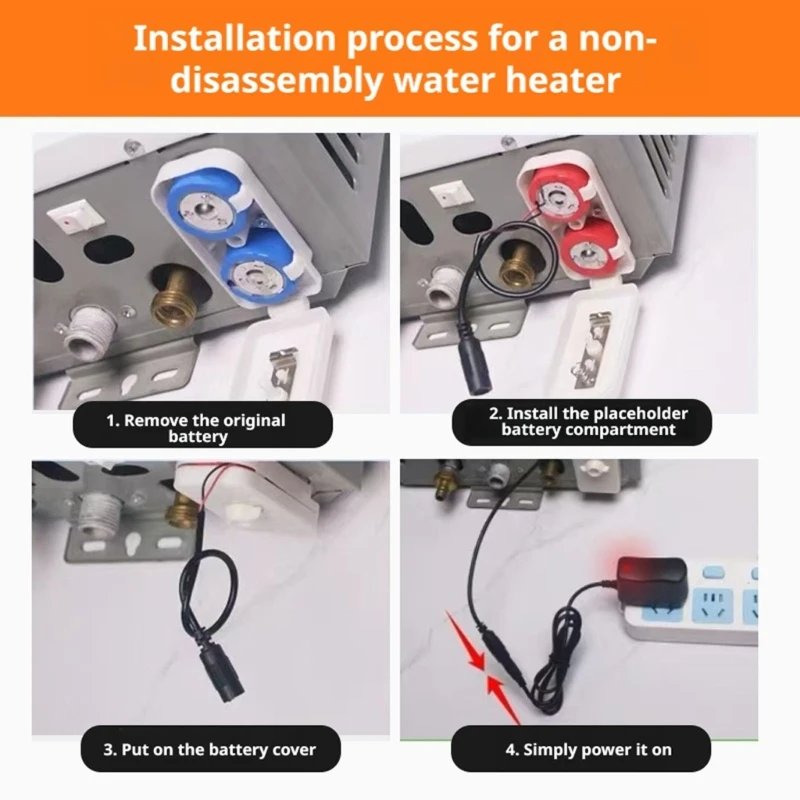 Hot Water Unit Battery Box Replacement, Two Cell Plastic Case with Metal Contacts, White 81 x 75 mm Power Supply Service Part