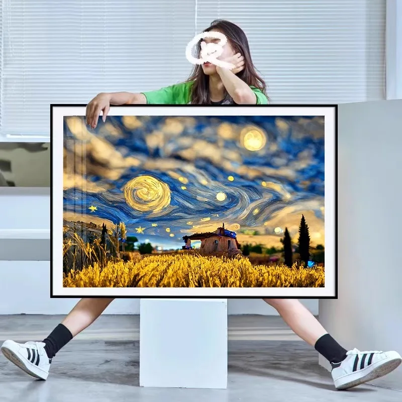 

Van Gogh Wheat Field Cross Stitch Modern Simple Handmade Dining Room Bedroom Lacape Embroidery Kit Nordic Sle Cotton Fabric