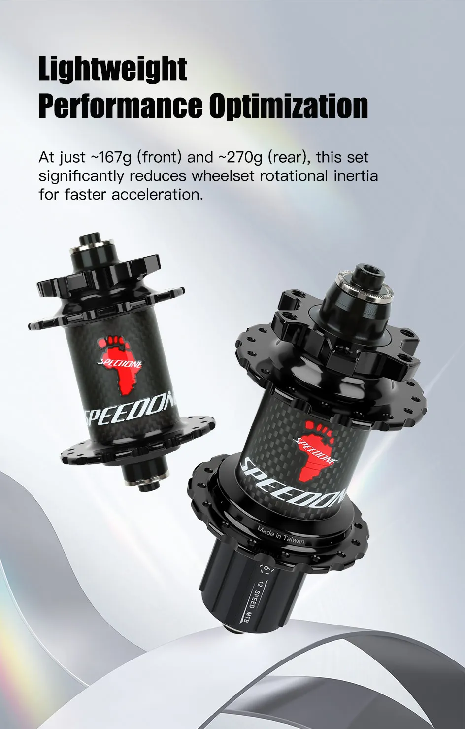SPEEDONE Pilot Carbonfaser-Mountainbike-Nabensatz, leichtgewichtige MTB-Naben mit gedichteten Lagern, QR/TA Fahrradteile, Vorder- und Hinterräder-Naben – Detail 11