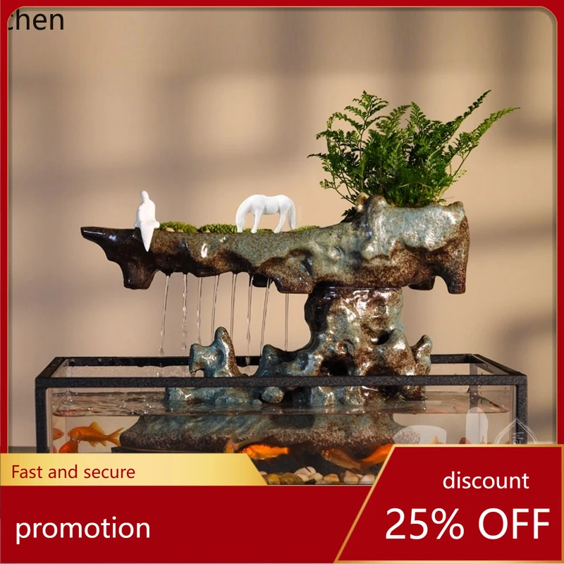 

HT Water Flow Device Desktop Office Fish Tank Living Room Modern Ornament