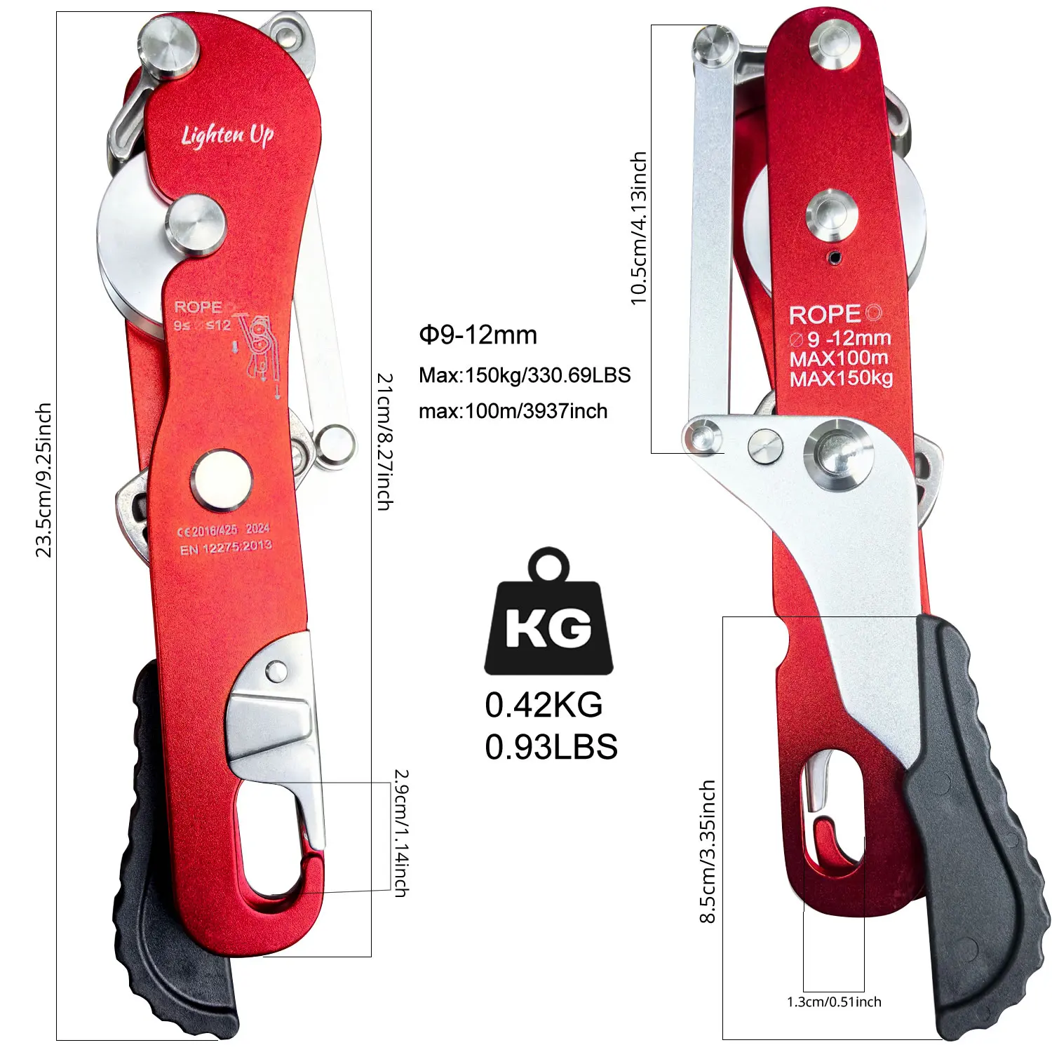 LIGHTEN UP Selbstbremsen Klettern Karabiner Seil Klemme Greifen Klettern Abseilgerät Selbstbremsen Stop Seil Klemme Greifen Klettern Zubehör