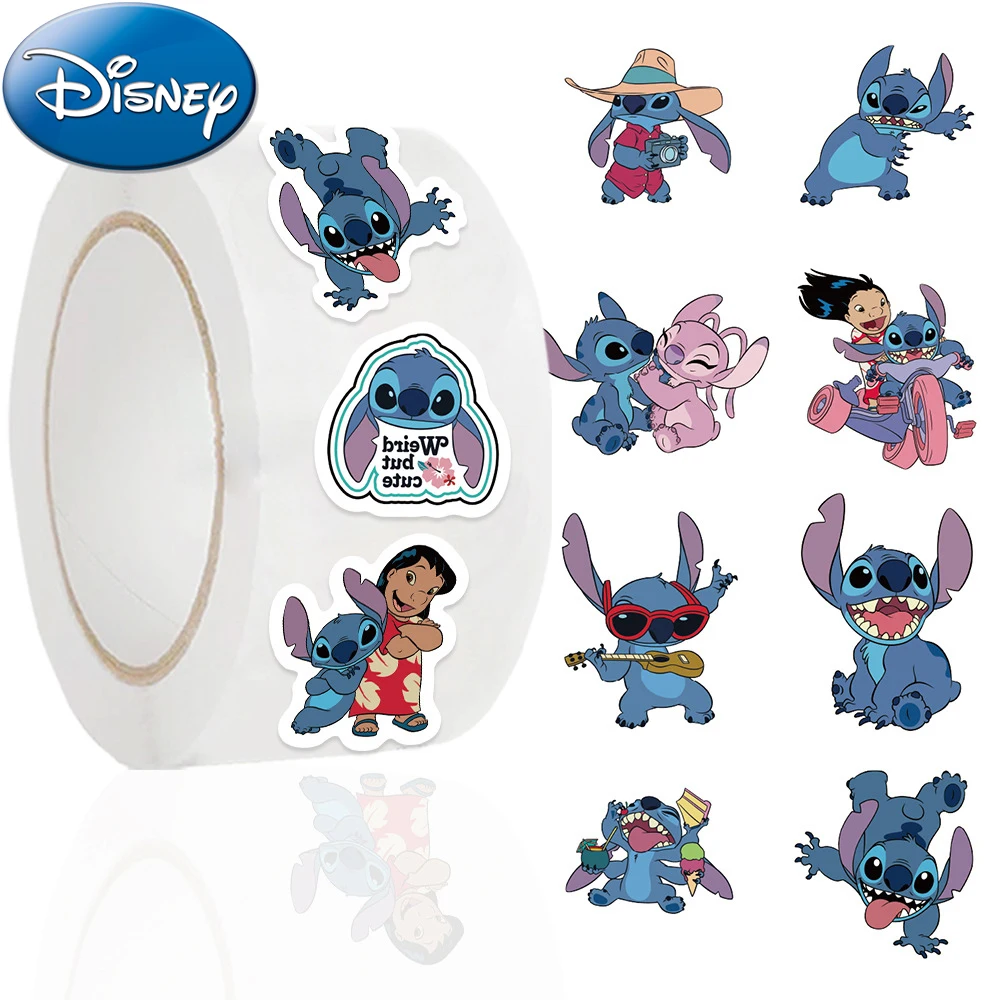 

500pcs/roll Cute Stitch Disney Anime Sealing Stickers Kid Reward Decals Gift DIY Scrapbook Laptop Phone Cartoon Graffiti Sticker