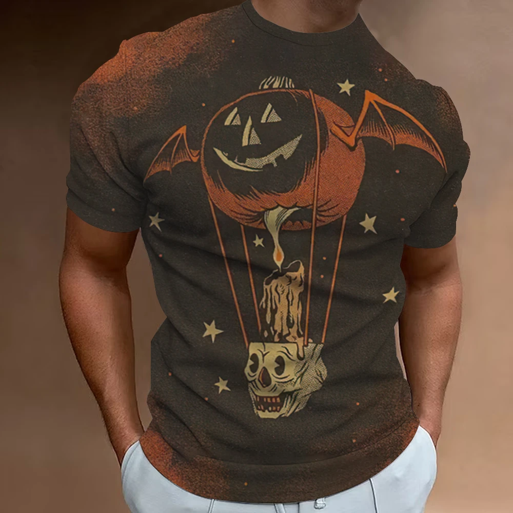 Halloween Pumpkin T-shirt 3D Printed Casual Harajuku Horror Top Tees Short Sleeve Round Neck Streetwear Sport Oversized Clothing