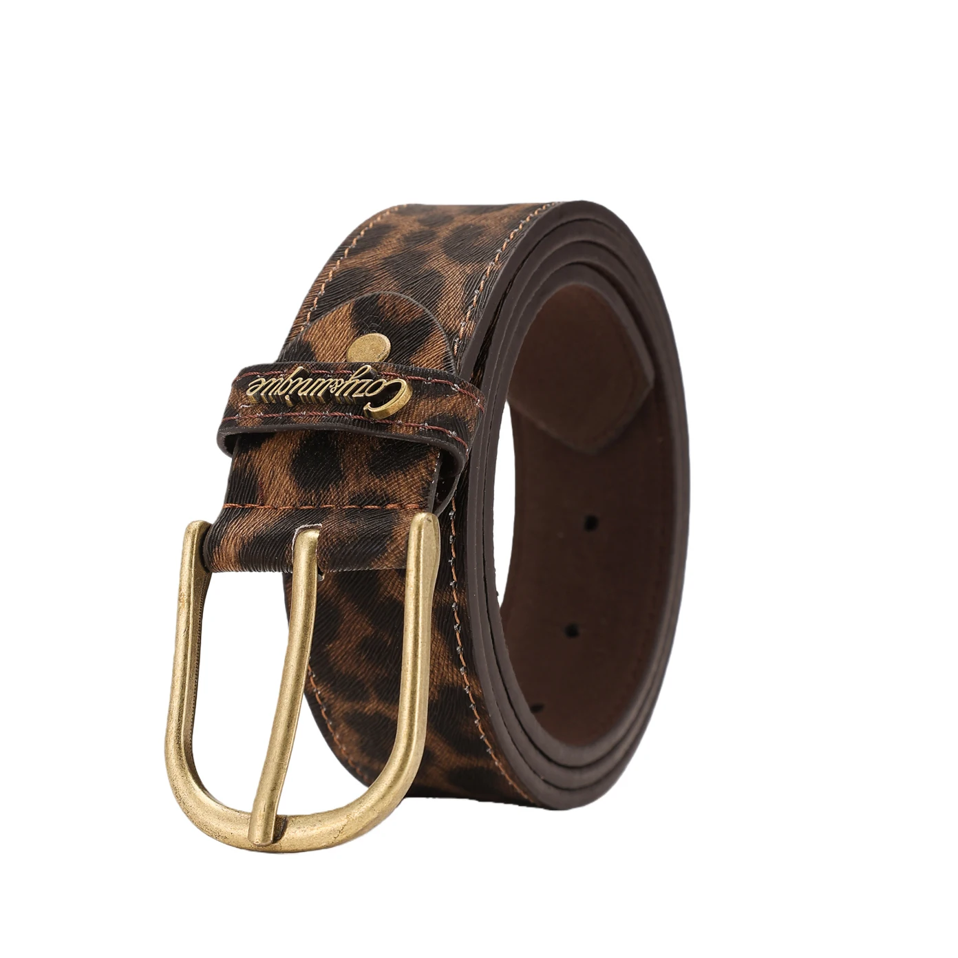 A Western-style buckle PU belt suitable for both men and women, and a unique retro casual belt (with perforated nails)