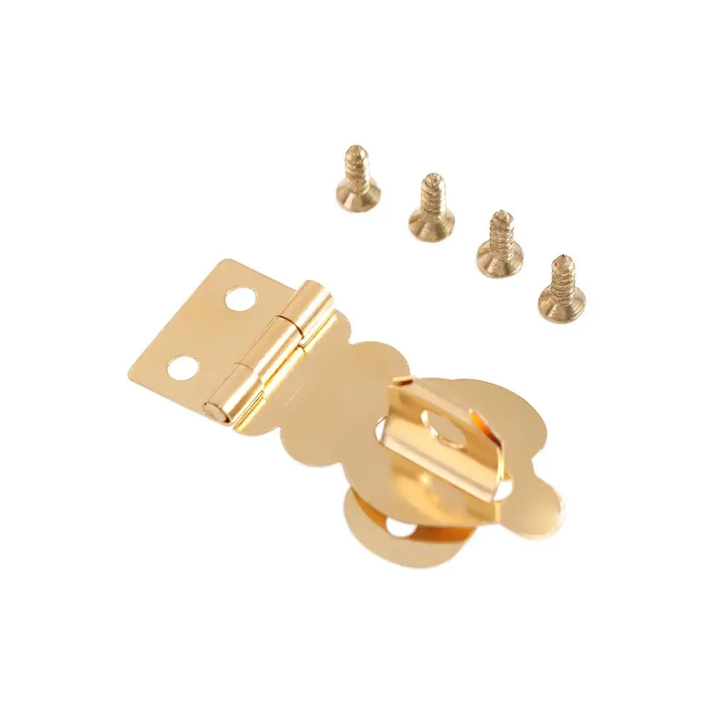 6pcs Exquisite with Screws Brass Padlock Hasp Vintage Catch Clasp Box Buckle Lock Buckle Brass Clasp Wooden Box