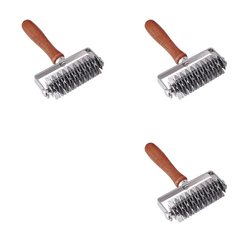 PTST 3X Stainless Steel Lattice Cutter, Dough Lattice Roller Cutter Baking Tool Cookie Pie Pizza Bread Pastry Crustroller