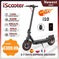 iScooter i10 Electric Scooter 10 Inch 650W 36V 15Ah Foldable Electric Kick Scooter Max Range 45km Electric eScooter Whit APP