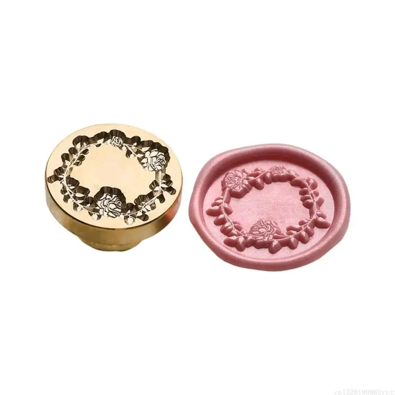D5BB Antique Seal Stamp Flower Embossed Wax Seal Stamp Metal Seal Stamp Head for Seal Letter Envelope Card Wedding Invitation