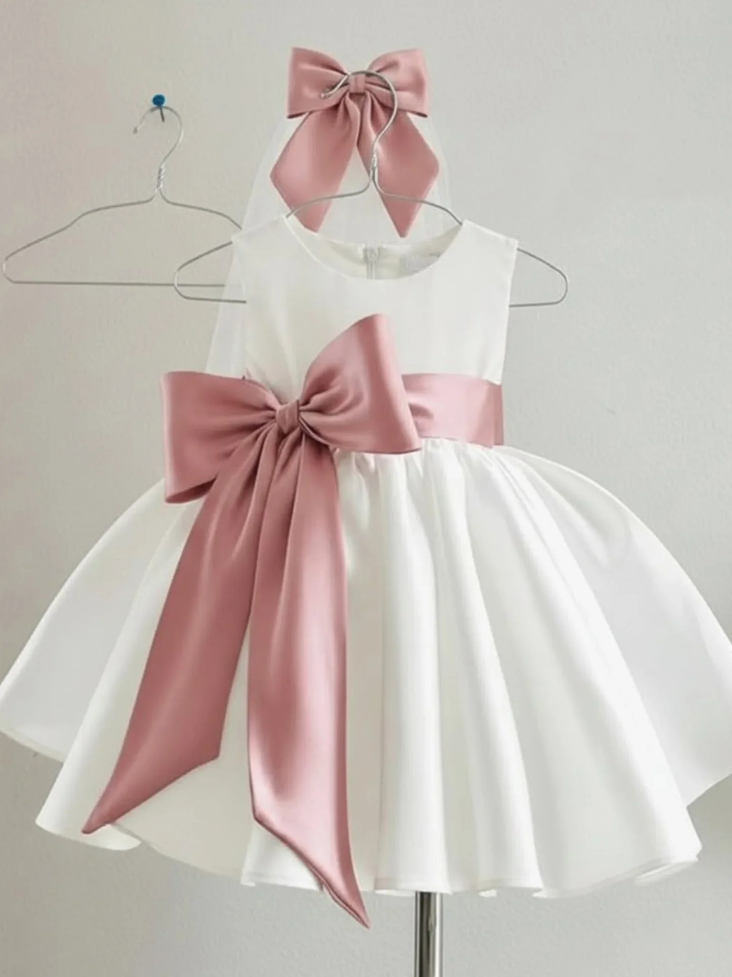 Silk Bow Girls Princess Dress Kids Children Pageant Party Evening Prom Gown for Fisrt Communion Holiday