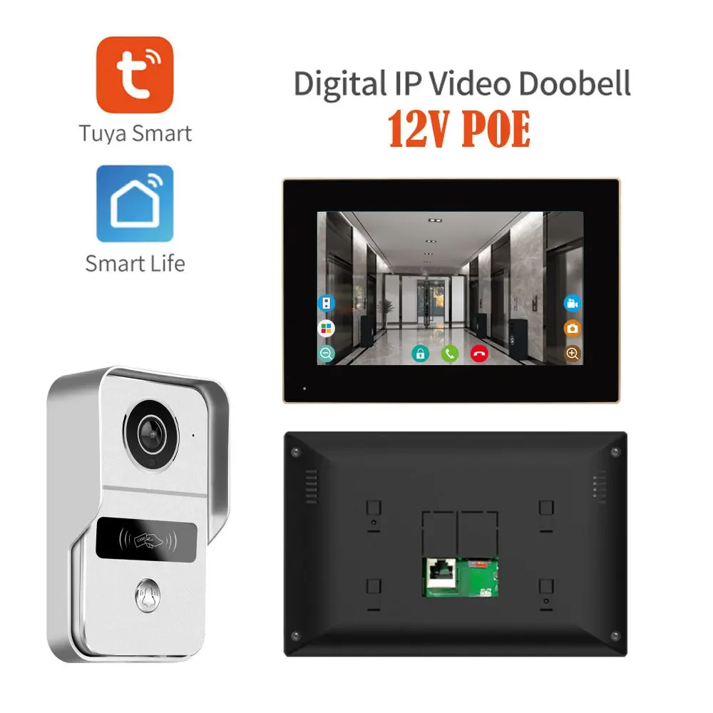 7 بوصة 1080P Tuya تطبيق ذكي IP POE فيديو إنترفون H.264 2.4G واي فاي فيلا الأشعة تحت الحمراء جرس باب يتضمن شاشة عرض فيديو