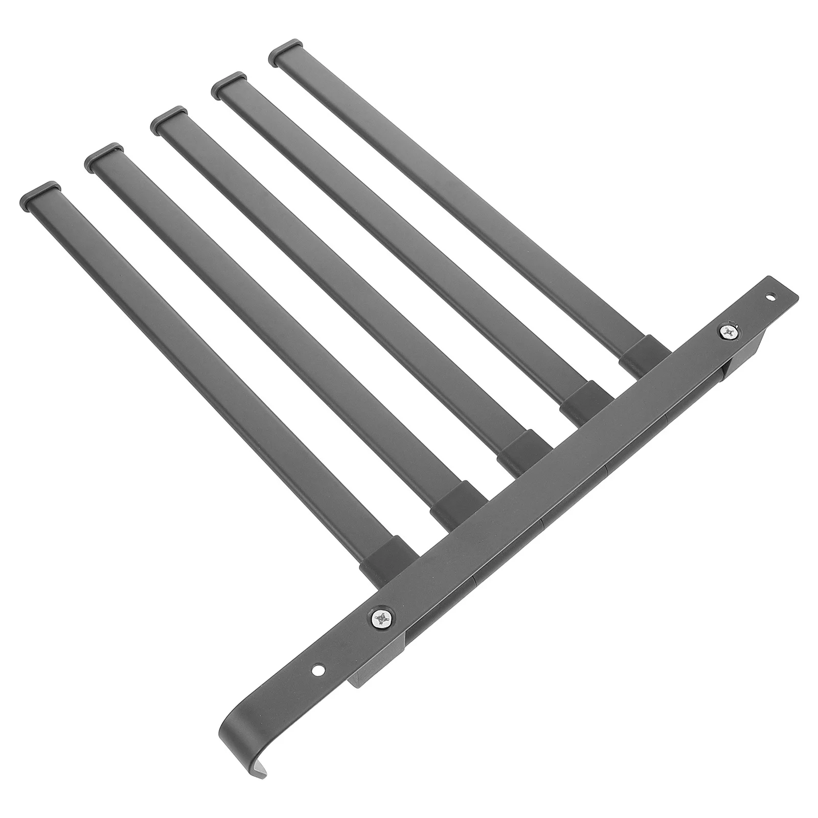 

Bathroom Towel Rack Swivel Gray Folding Shelf Storage 5 Adjustable Rods Wall Mounted Organizer Adjustable Towel Rack