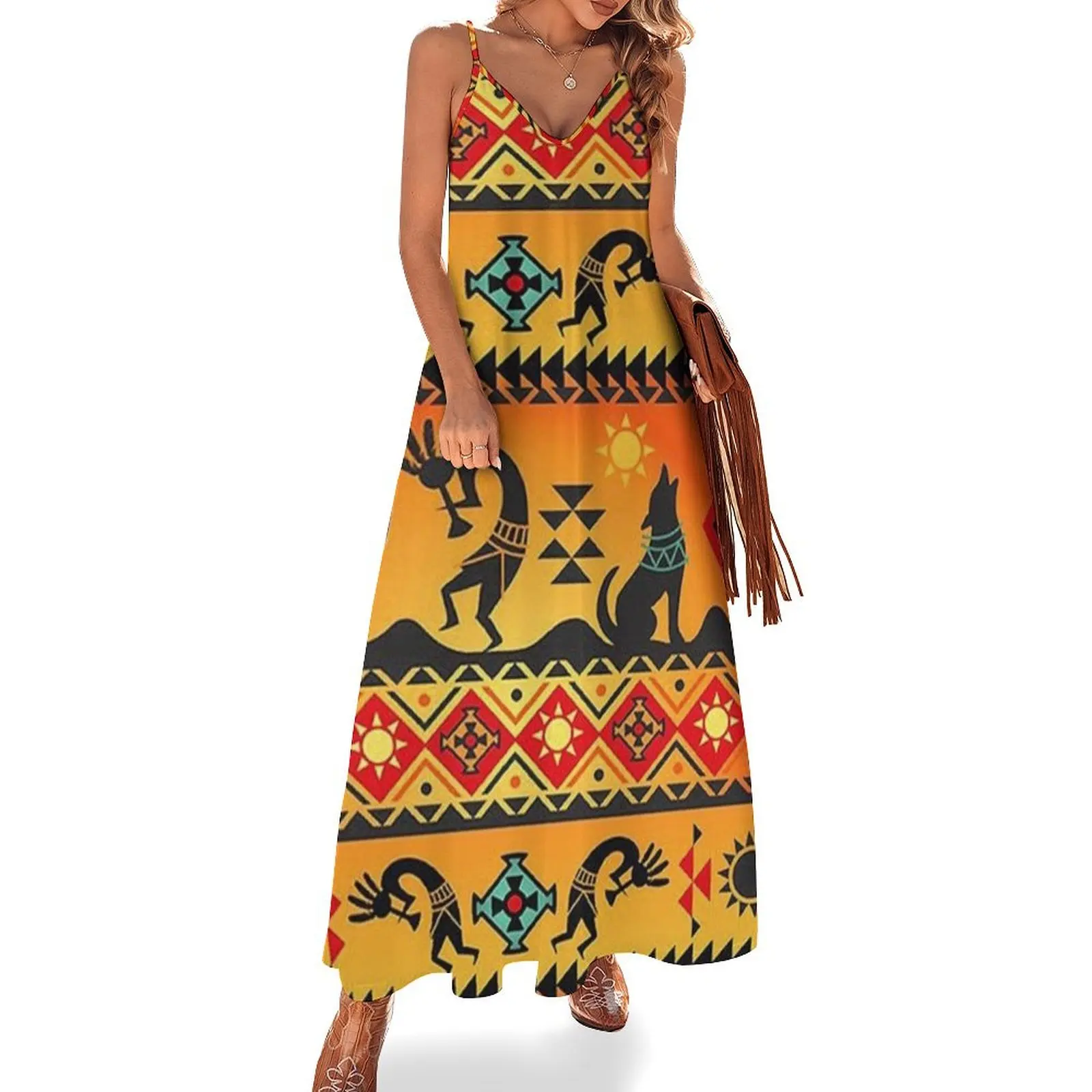 

Southwestern Aztec Kokopelli Sleeveless Dress women party dresses prom dresses 2025