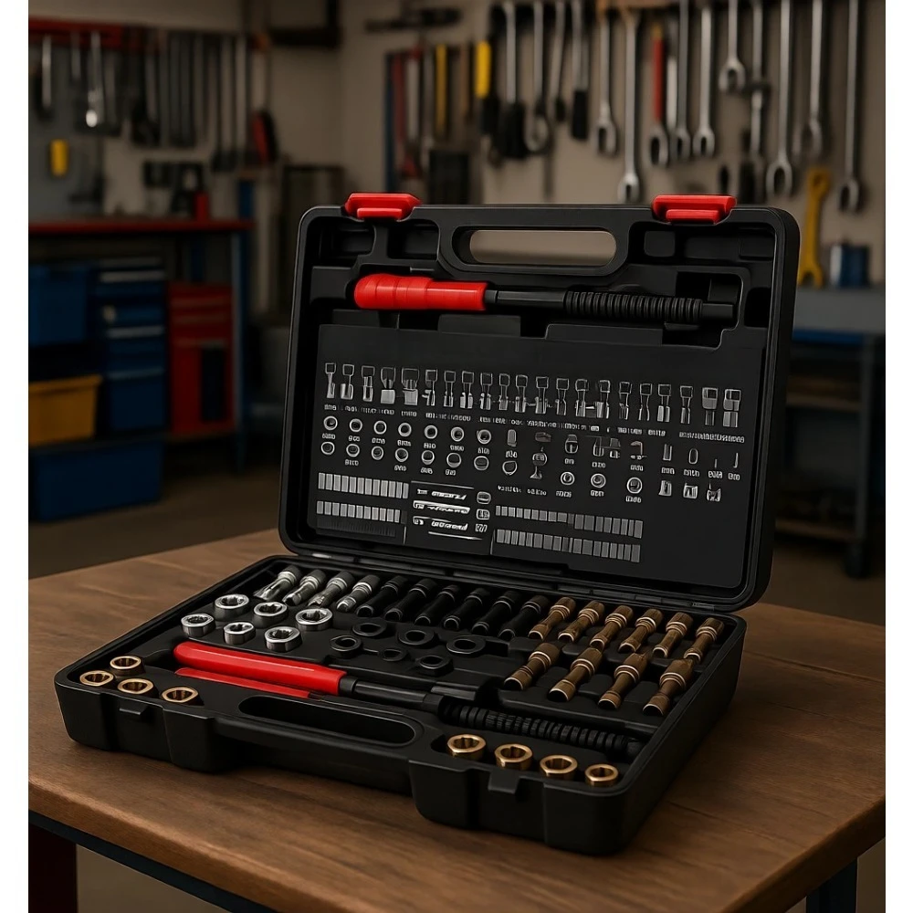 

49 Piece Universal Thread Restorer Kit Metric SAE Engine Spark Plug Wheel Stud Nut Bolt Re threading Tool Set