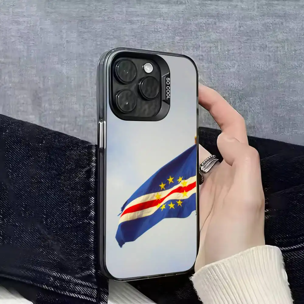 أفريقيا كيب فيردي جواز السفر العلم جراب هاتف آيفون 15,17,11,14,13,16,12,E,Max,Plus,Air,Pro,Mini غطاء أسود غير لامع #4