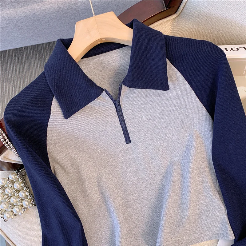 Women's Sweater Ice Silk Short Sleeve patchwork Colorblock T-Shirt 2023 Summer Knitwear Fashion sweatshirt Wear Outside clothing