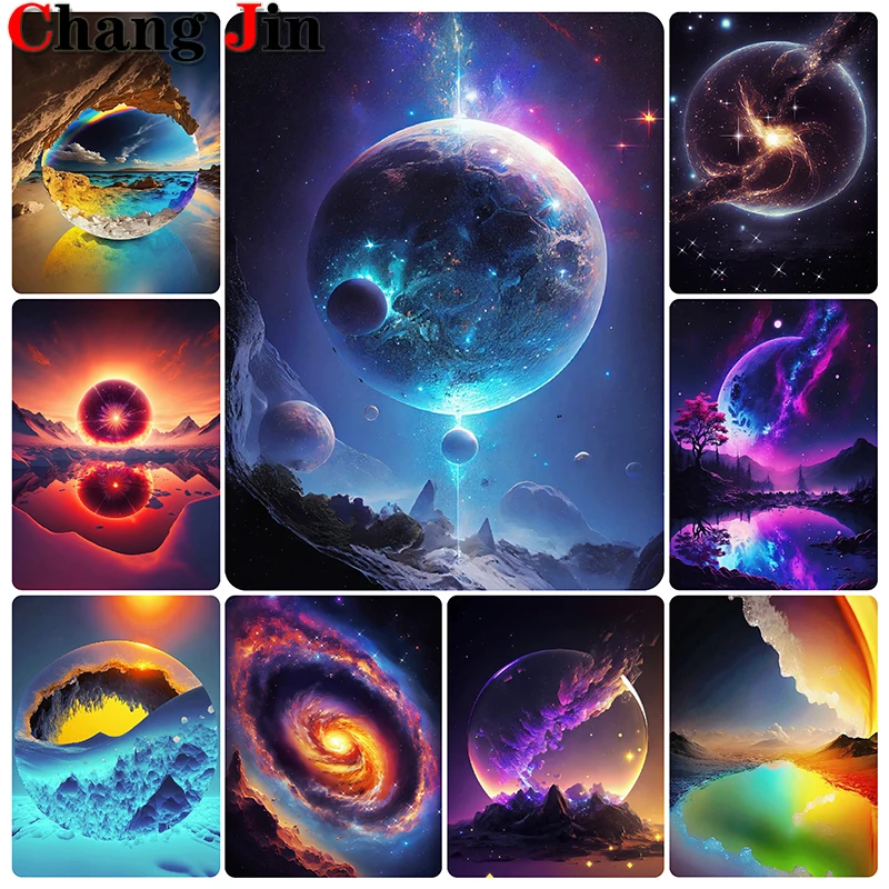 

5D Diy Diamond Painting Planet Colorful Nebula Cross Stitch Diamond Art Fantasy Landscap Embroidery Mosaic Home Decor Gifts