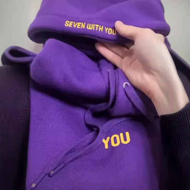 Explosio Original Hoodie Printed Seven With You 13 You Never Walk Alone Digital File Jimin Merch For Fans Card Purple Sweatshirt view 5