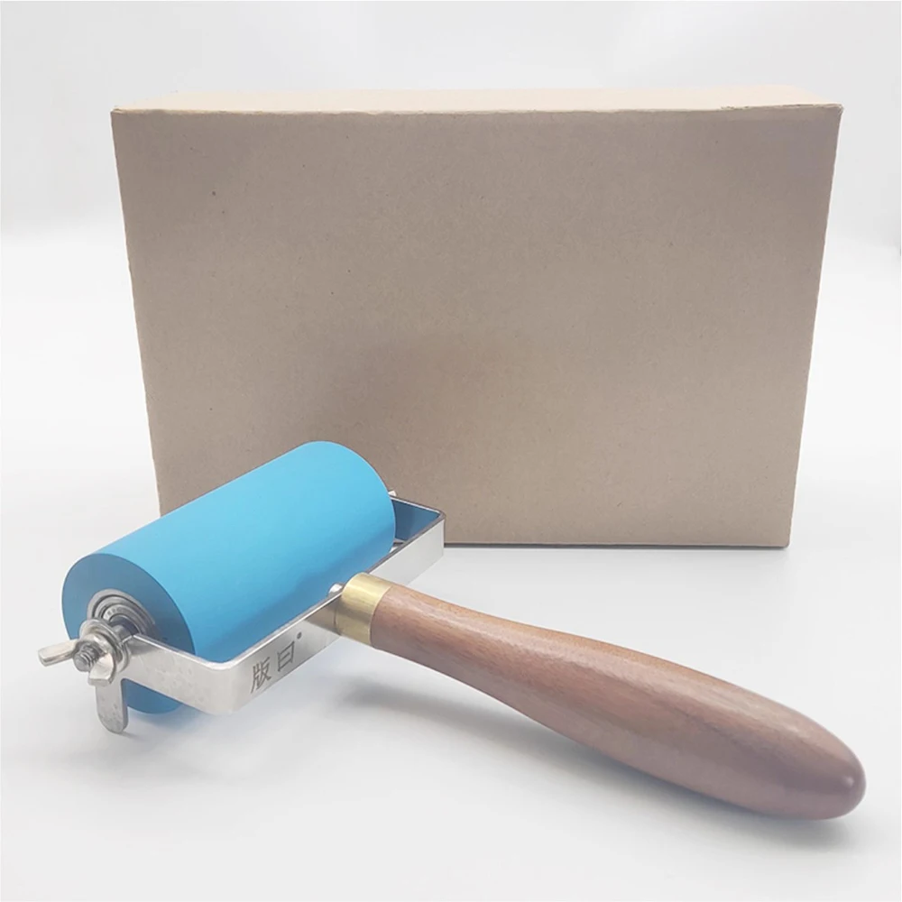 Printing Ink Roller - 100MM Rubber Brayer for Printmaking, Relief Printing, Woodblock & Etching Press, with Sandalwood Handle